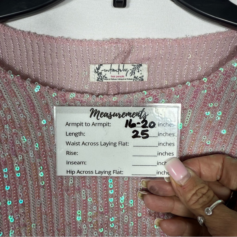 Free People Gold Rush Sequin Top In Champagne Float Pink, Size Small, NWOT. - Picture 9 of 16